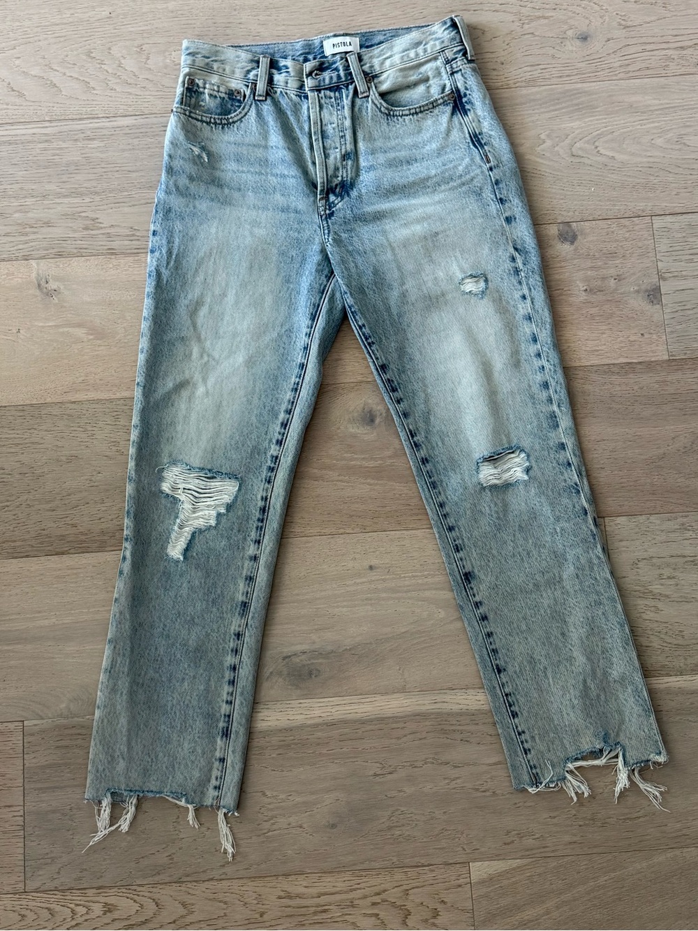 Pistola Distressed Light Wash Raw Hem Jeans Women’s Size 27